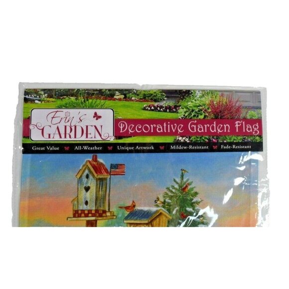 Erins Garden Winter Wheelbarrow Decorative Garden Flag 12.5 x 18 inch New - Picture 2 of 4